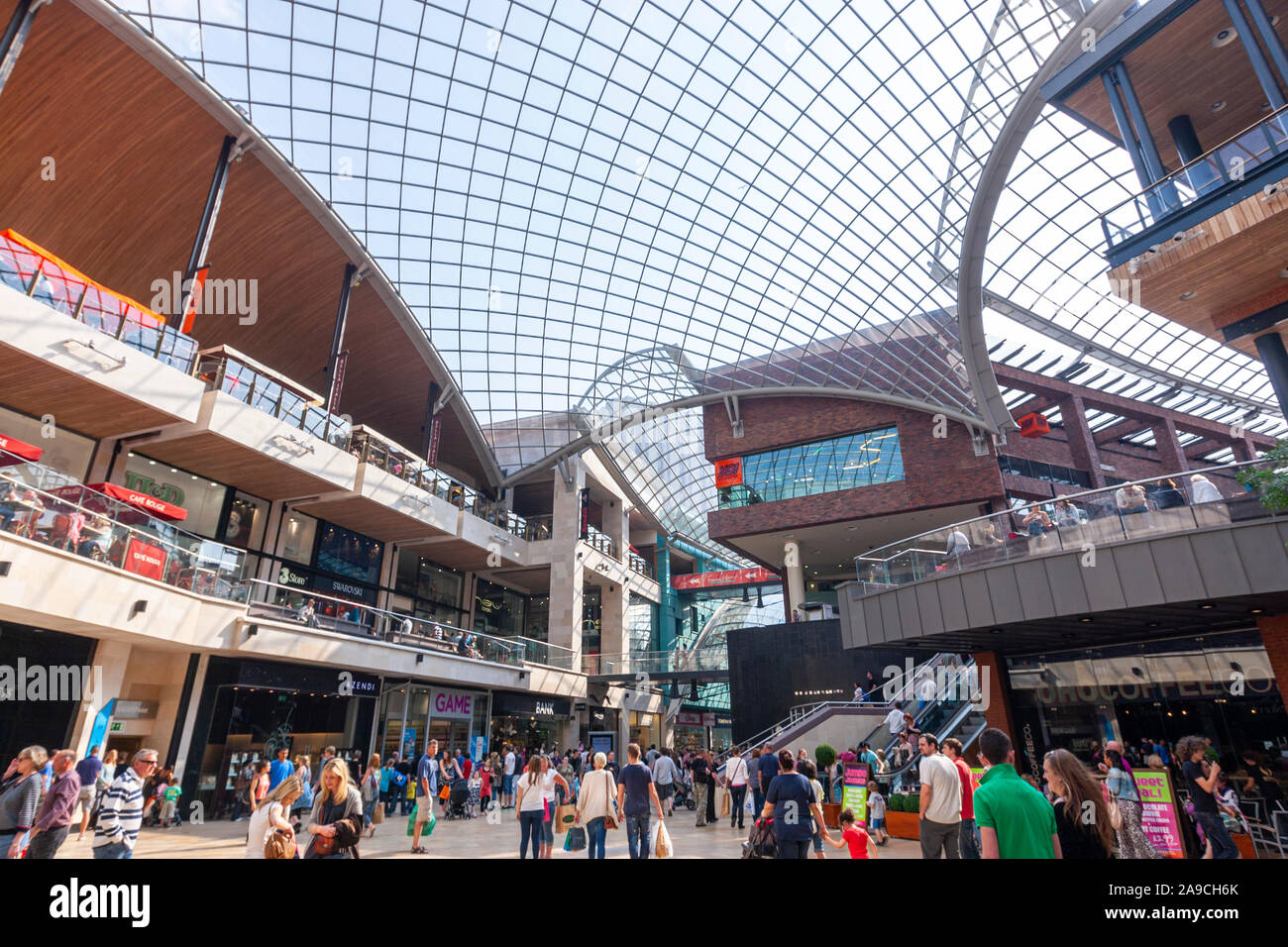 Cabot Circus, shell-shaped glass roof , shopping centre Bristol, England, UK Stock Photo