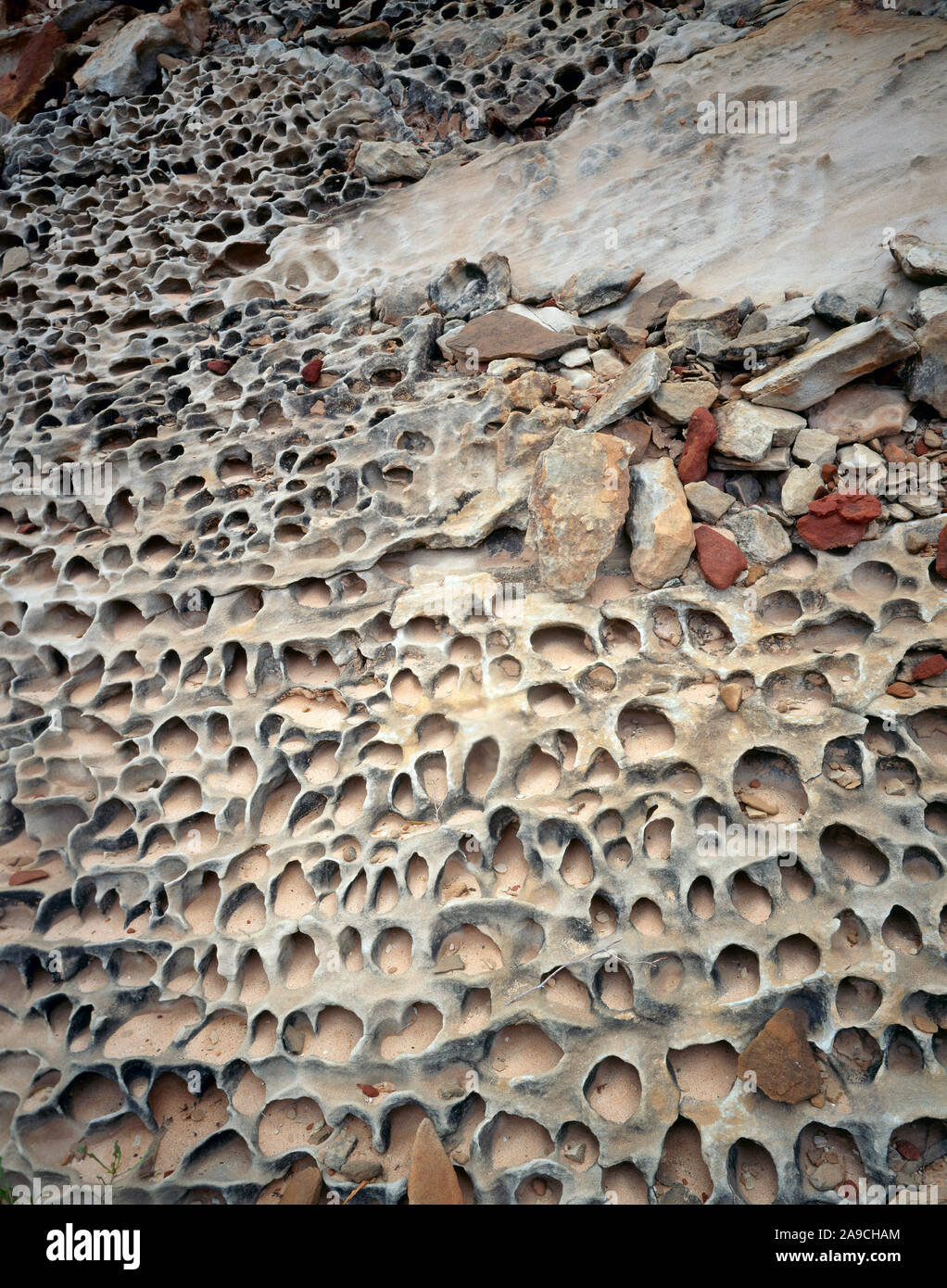 Honeycomb rock, Rainbow Valley National Park, Northern Territory, Australia, Hermannsburg sandstone Stock Photo