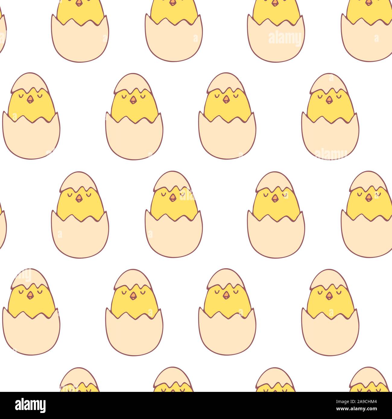 Handdrawn easter seamless pattern with chiken in egg , vector illustration Stock Vector
