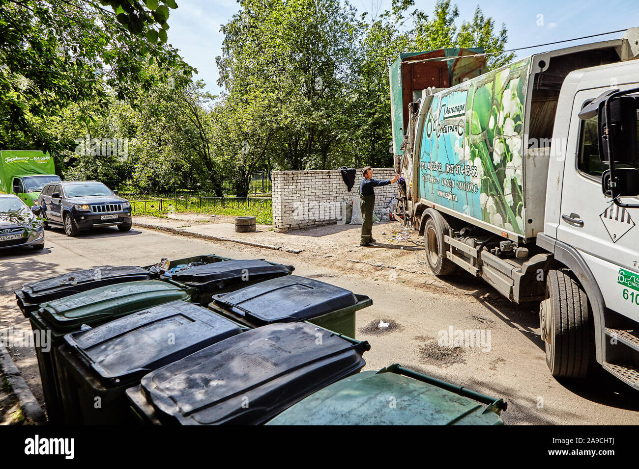St. Petersburg, Russia June 17, 2019 Removal of domestic waste from
