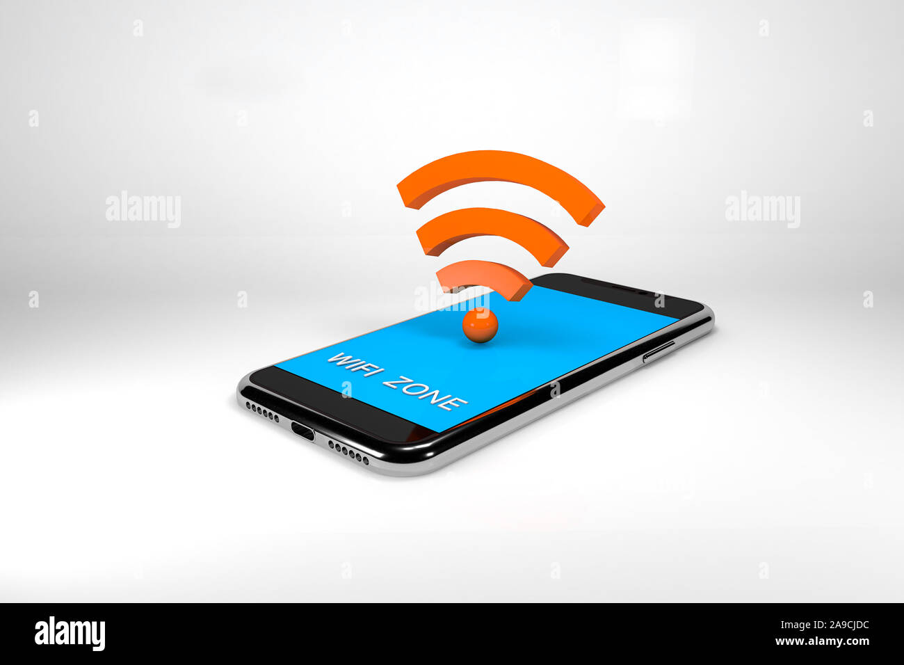 3d illustration. Smartphone with wifi Icon. Mobile network concept