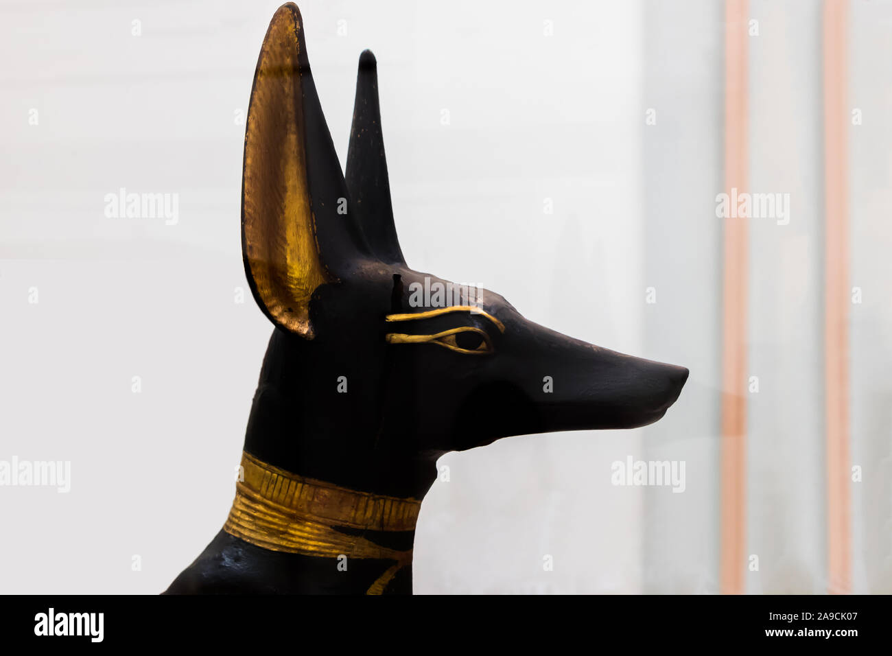 Cairo, Egypt - April 19, 2019: The Egyptian statue of god Anubis from Tutankhamun tomb in the Egyptian Museum, Cairo Stock Photo