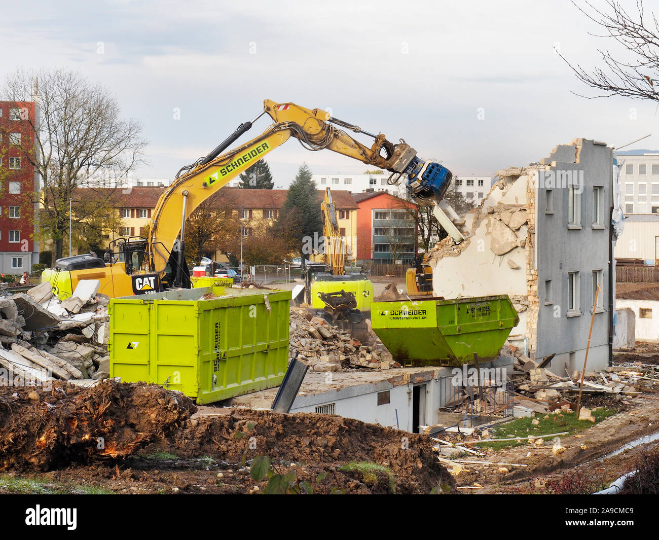 Abriss einer Wohnsiedlung in Regensdorf ZH Stock Photo
