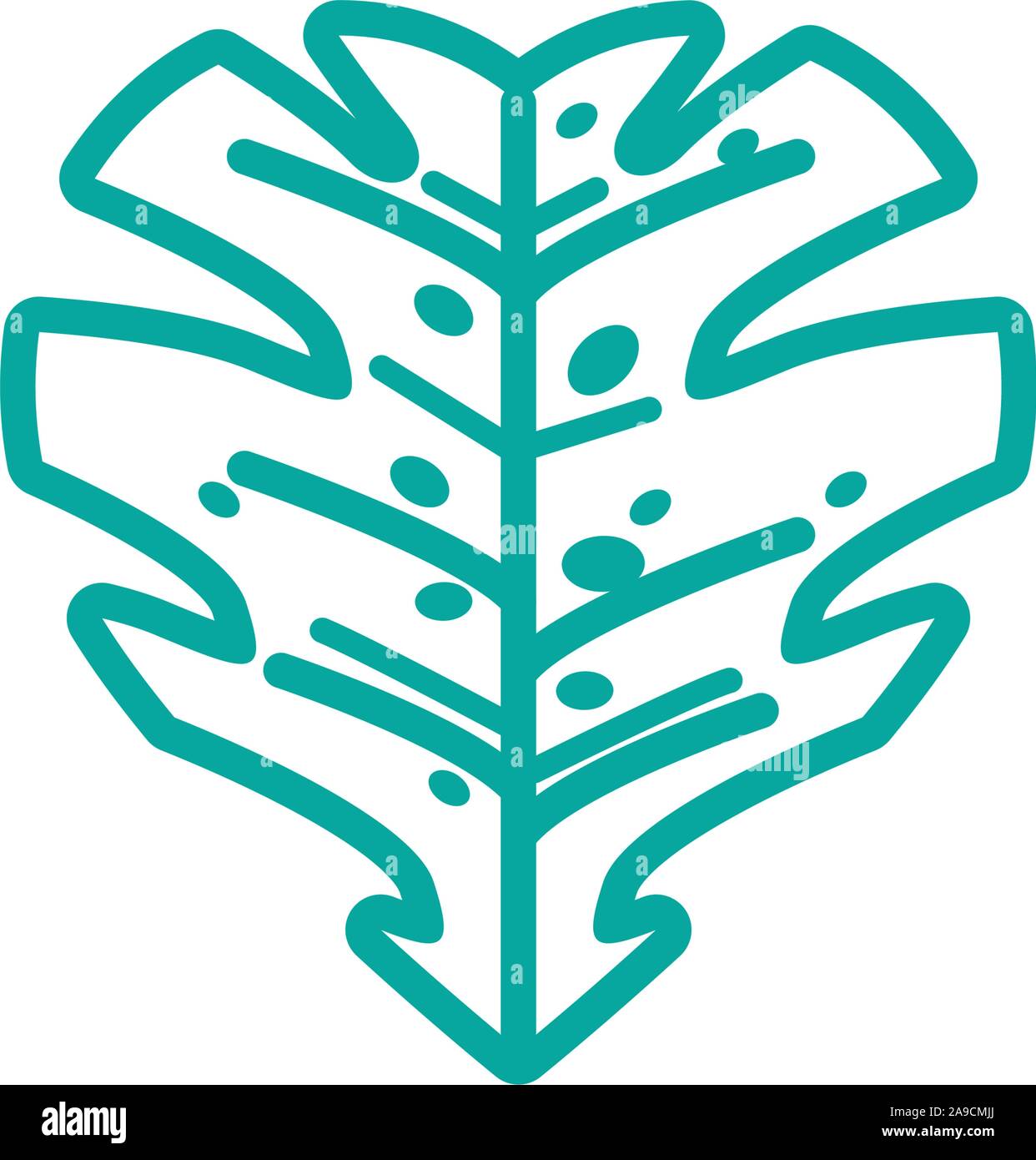 monstera foliage nature leaf icon line green vector illustration Stock ...