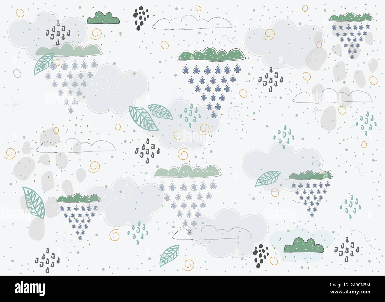 Blue and white sky and clouds on white. Vector Illustration. Vector Illustration. Stock Vector