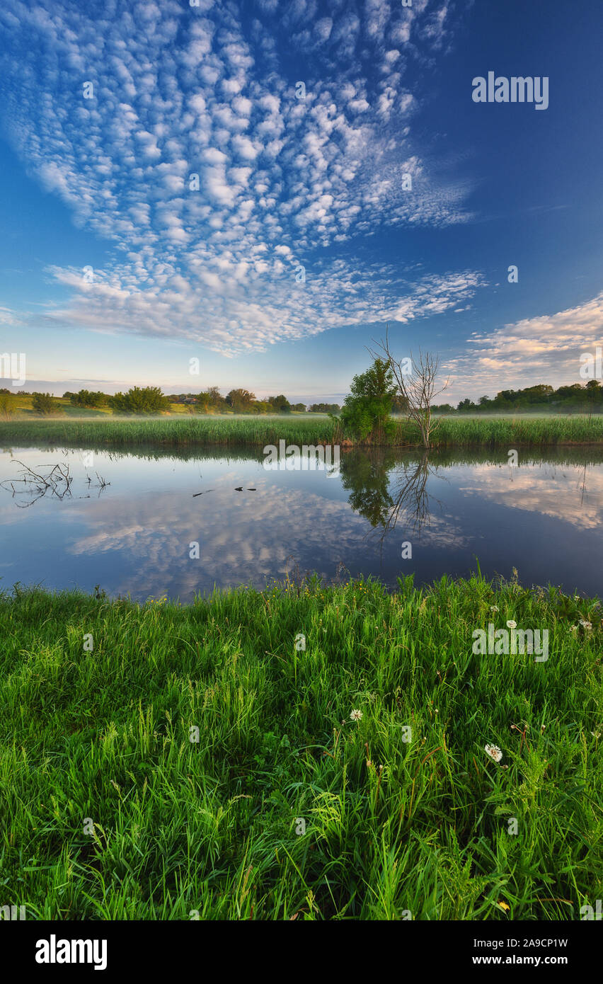 spring river. picturesque spring dawn Stock Photo