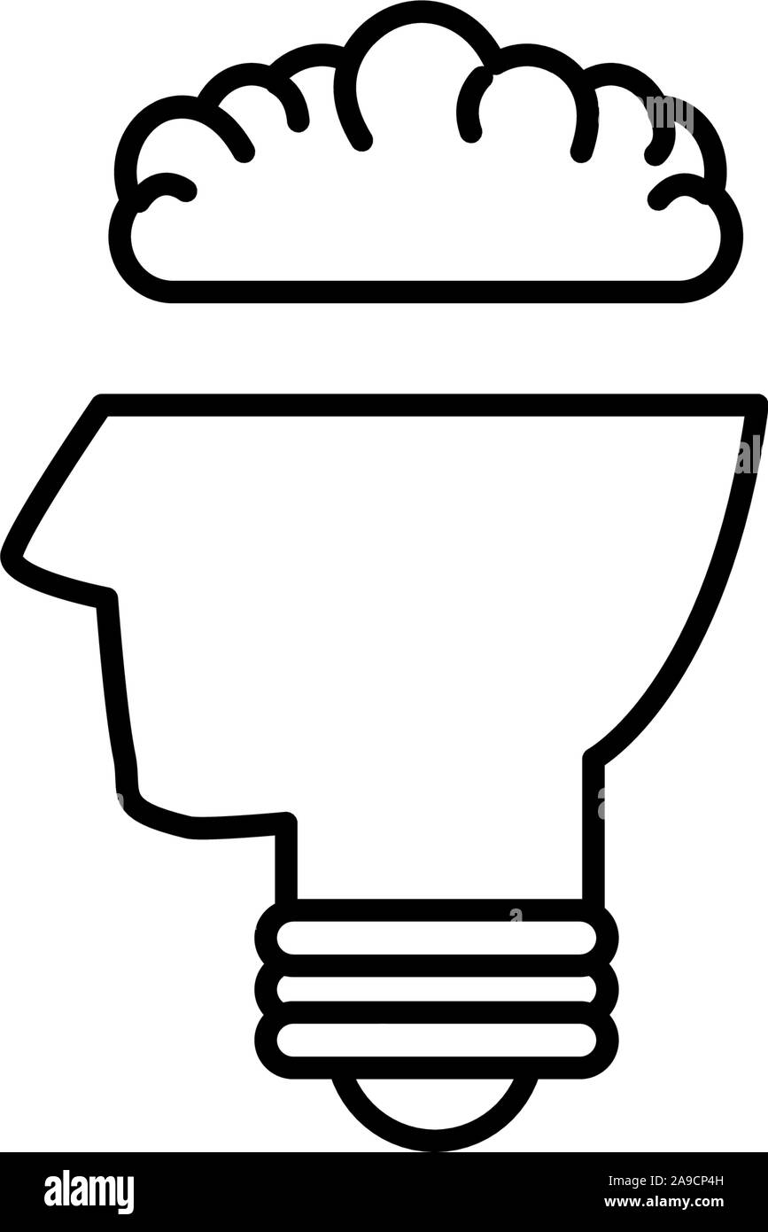 bulb head brain creativity idea icon line style illustration Stock ...