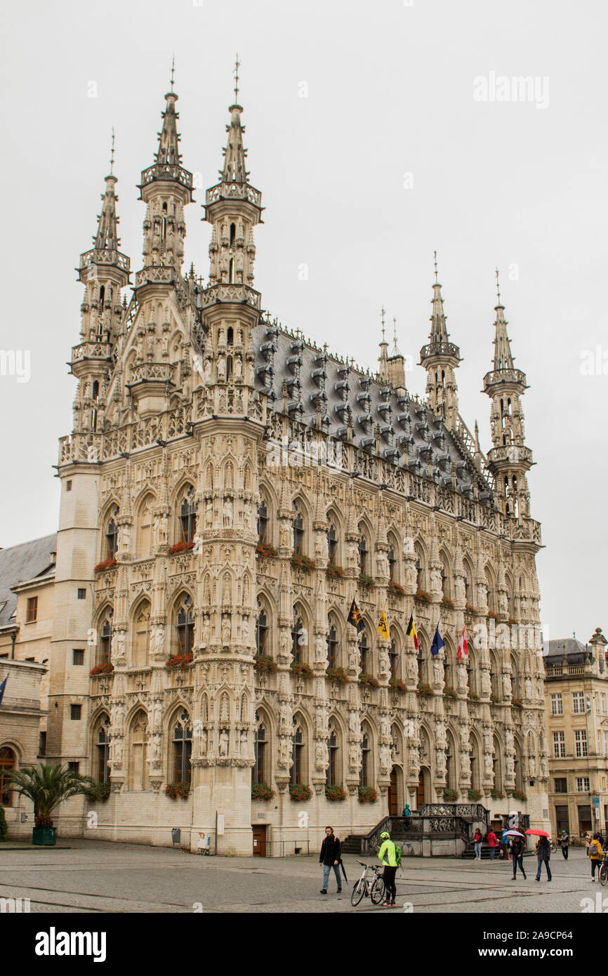 Leuven, Belgium, 20/10/2019: Historical Town hall in the City of Leuven i Belgium. Stock Photo