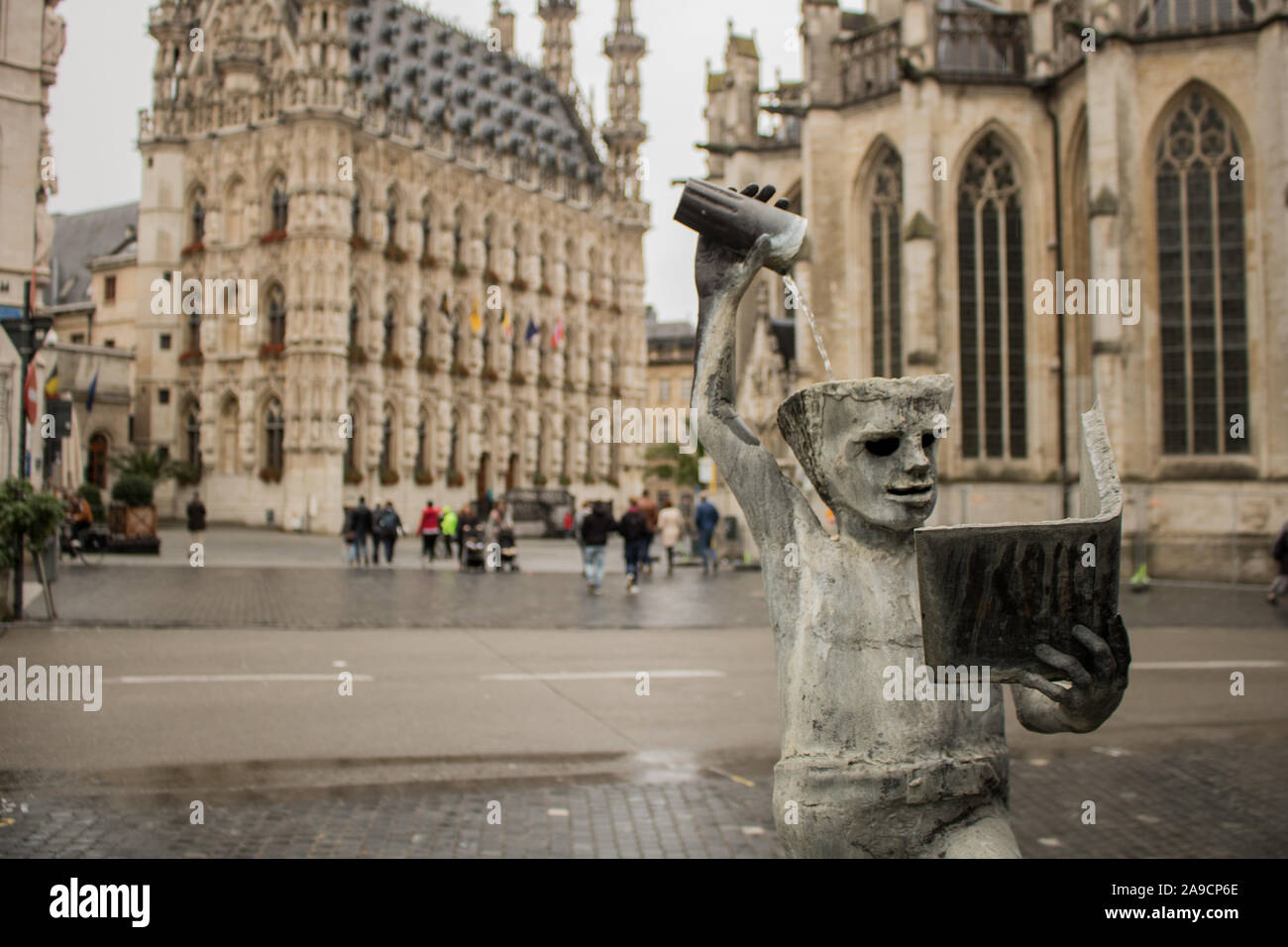 Fonske statue in the center of Leuven Belgium Stock Photo