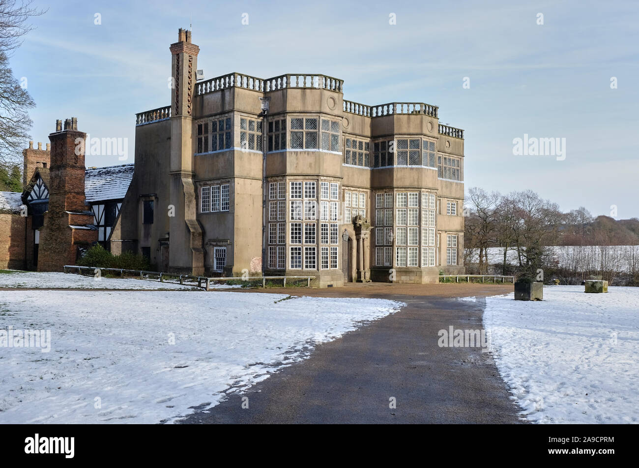 Astley Hall, Astley Park in the snow Stock Photo