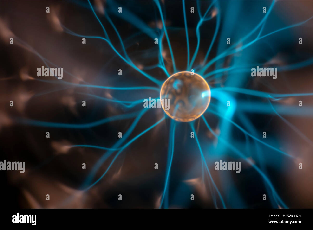 An image of a plasma lamp with moving light beams Stock Photo