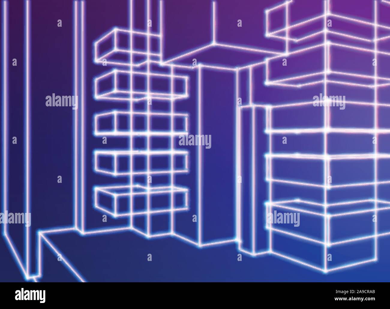 Bright neon lines abstract background with retro computer technology ...