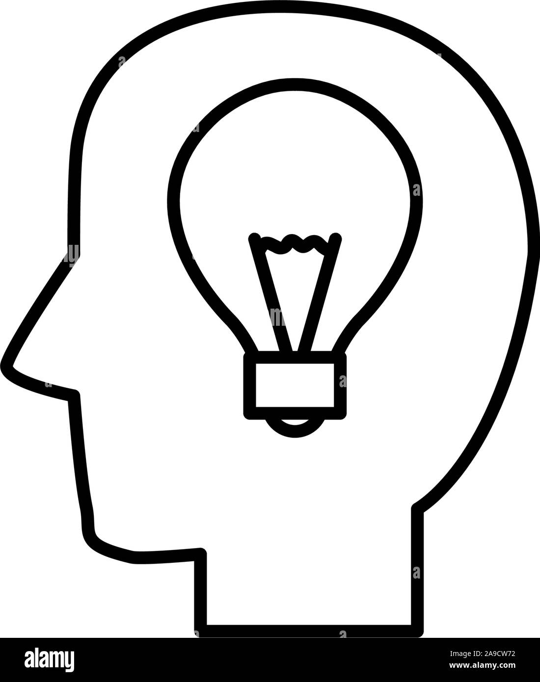 head brain bulb idea icon line style illustration Stock Vector Image ...