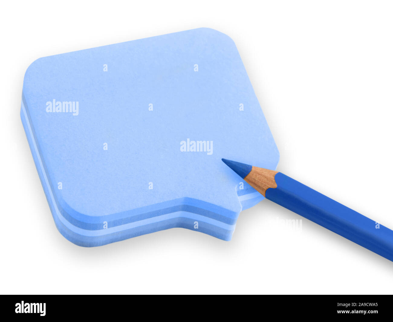 Paper and blue pen on white background Stock Photo