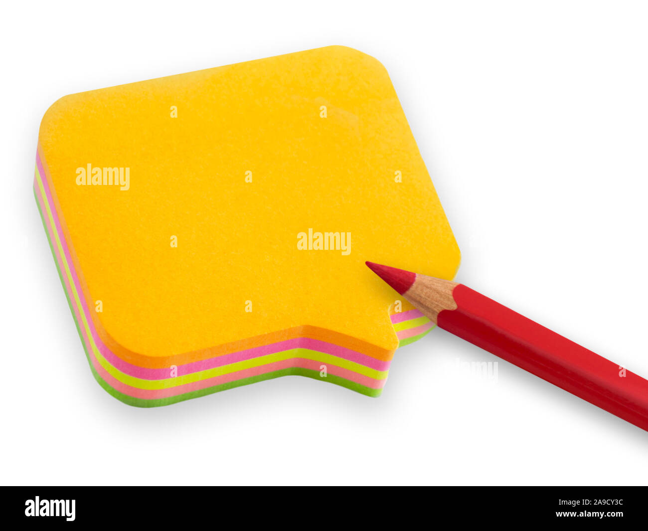 Paper notes and pen against white background Stock Photo