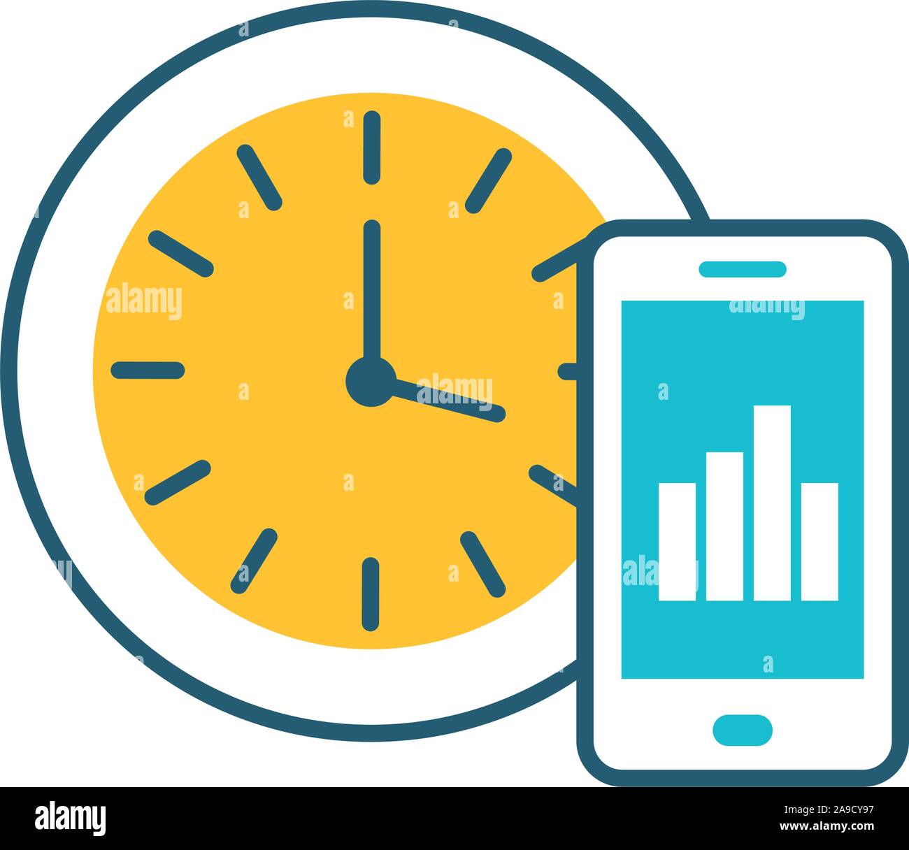 smartphone with time clock icon Stock Vector Image & Art - Alamy