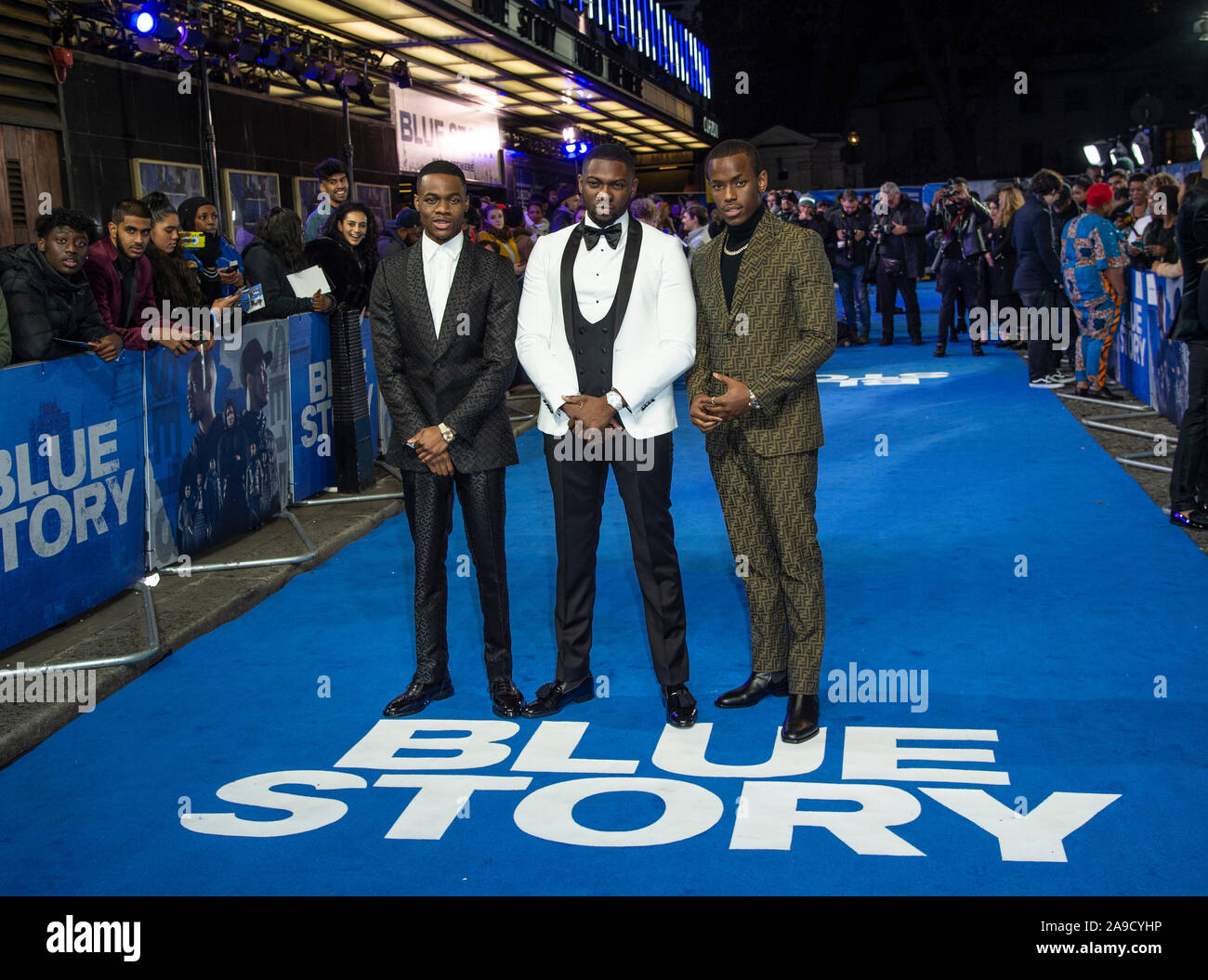 London, UK. 14th Nov, 2019. LONDON, ENGLAND - NOV 14: Stephen Odubola, Rapman and Michael Ward attend the World Premiere of “Blue Story” at the Curzon Mayfair on November 14, 2019 in London, England Credit: Gary Mitchell, GMP Media/Alamy Live News Stock Photo