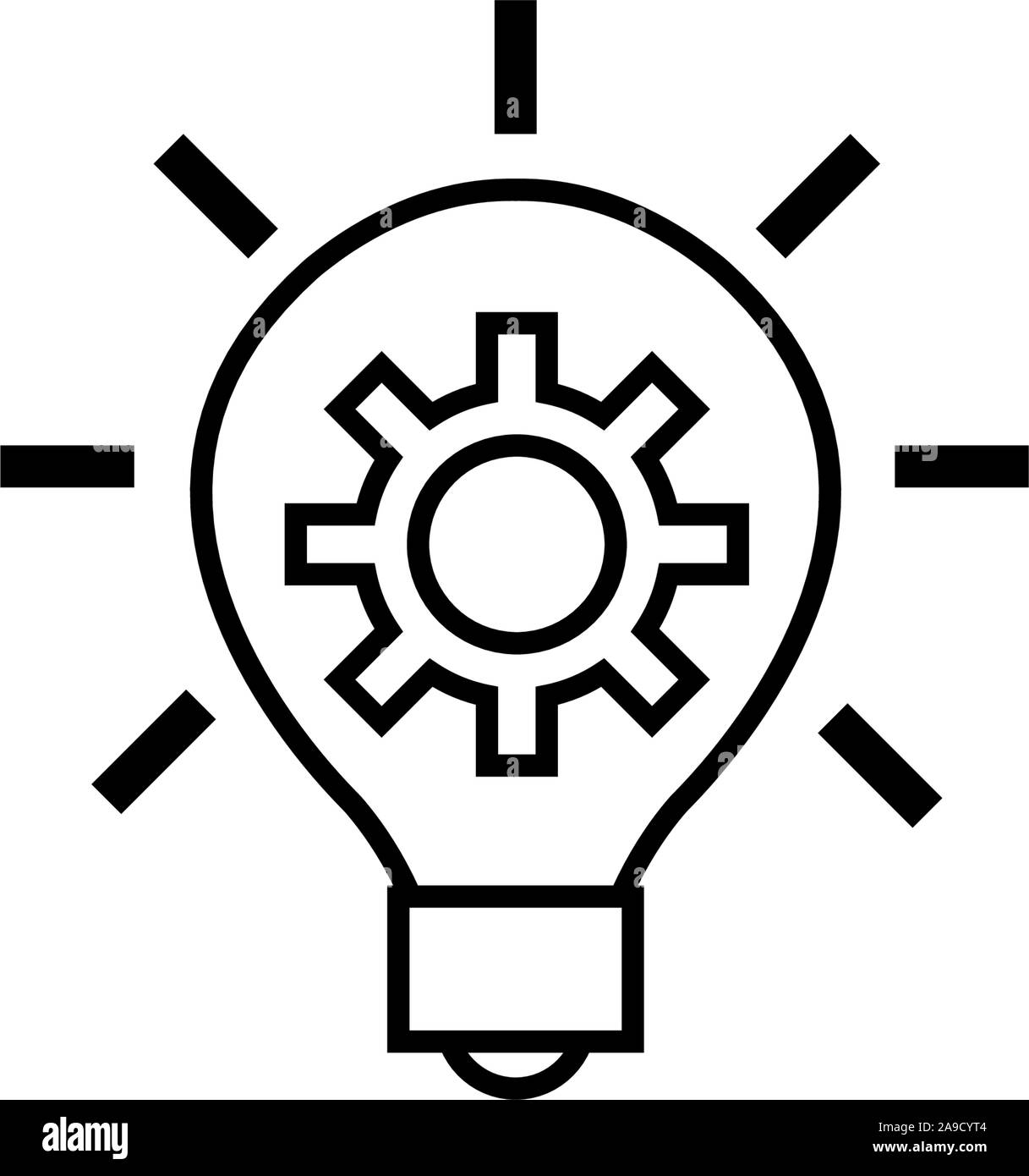 gear in bulb solution idea icon line style illustration Stock Vector ...