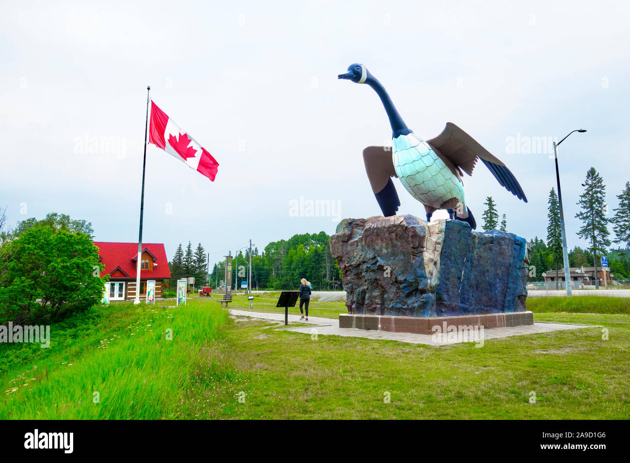 Wawa Goose in Goulais River, Ontario: This giant roadside goose has been hailing travelers into a small Ontario town for over 50 years Stock Photo