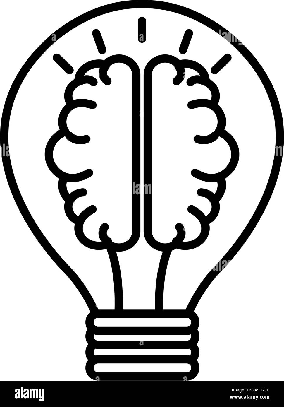 brain in bulb idea icon line style illustration Stock Vector Image ...