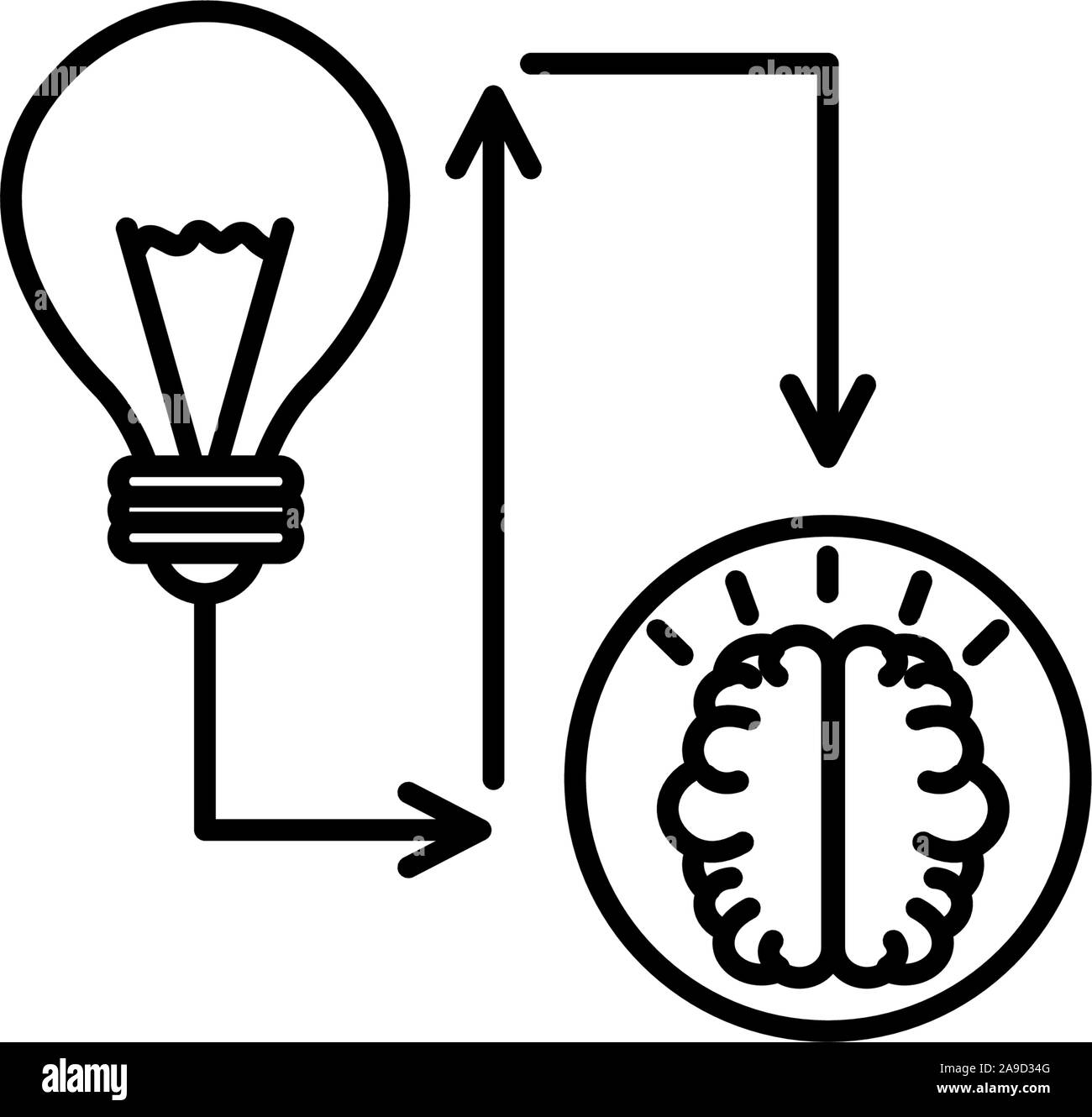 bulb creativity brain process idea icon line style illustration Stock ...