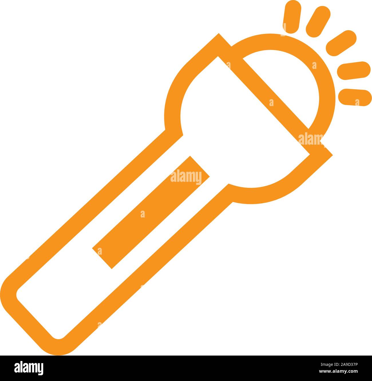 flashlight bulb energy electricity light yellow line style vector