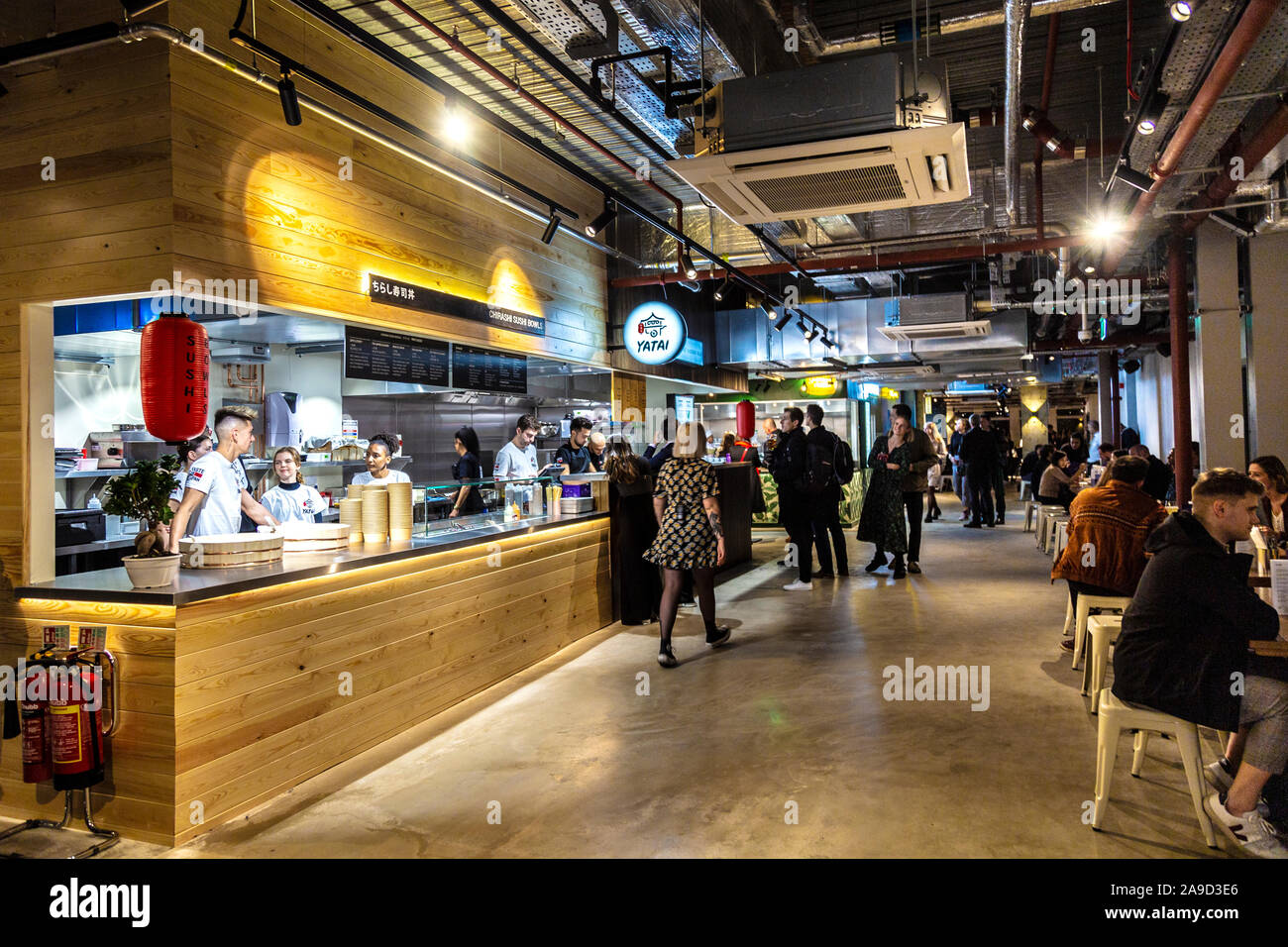 15th November 2019 - Opening of Market Hall West End, London, UK, Yatai by Angelo Sato Japanese food and sando stall Stock Photo