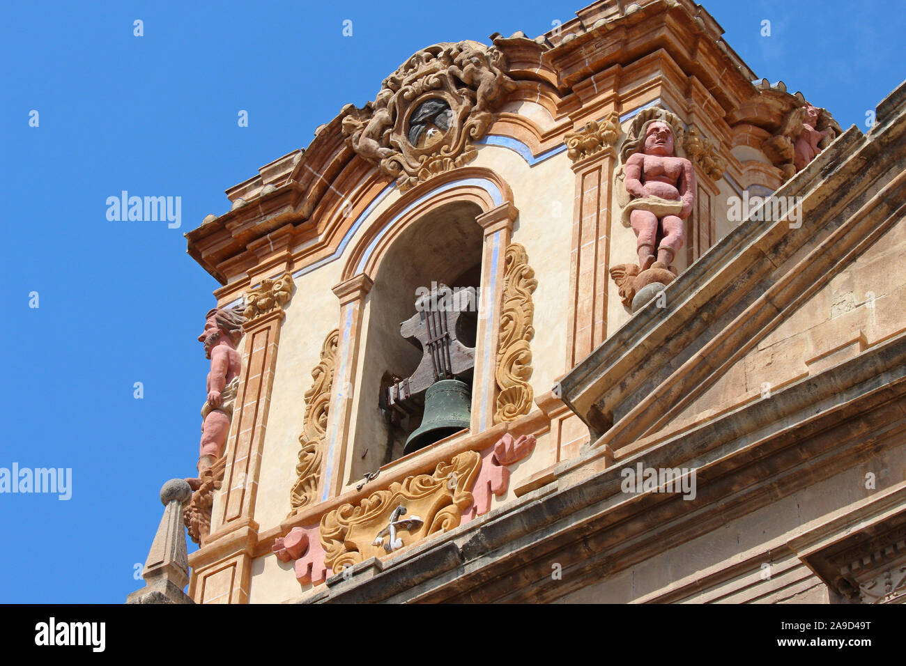 The baroque bell tower of the Old University, Orihuela. Originally the building was a Dominican convent but in 1564 it became a university until 1824. Stock Photo