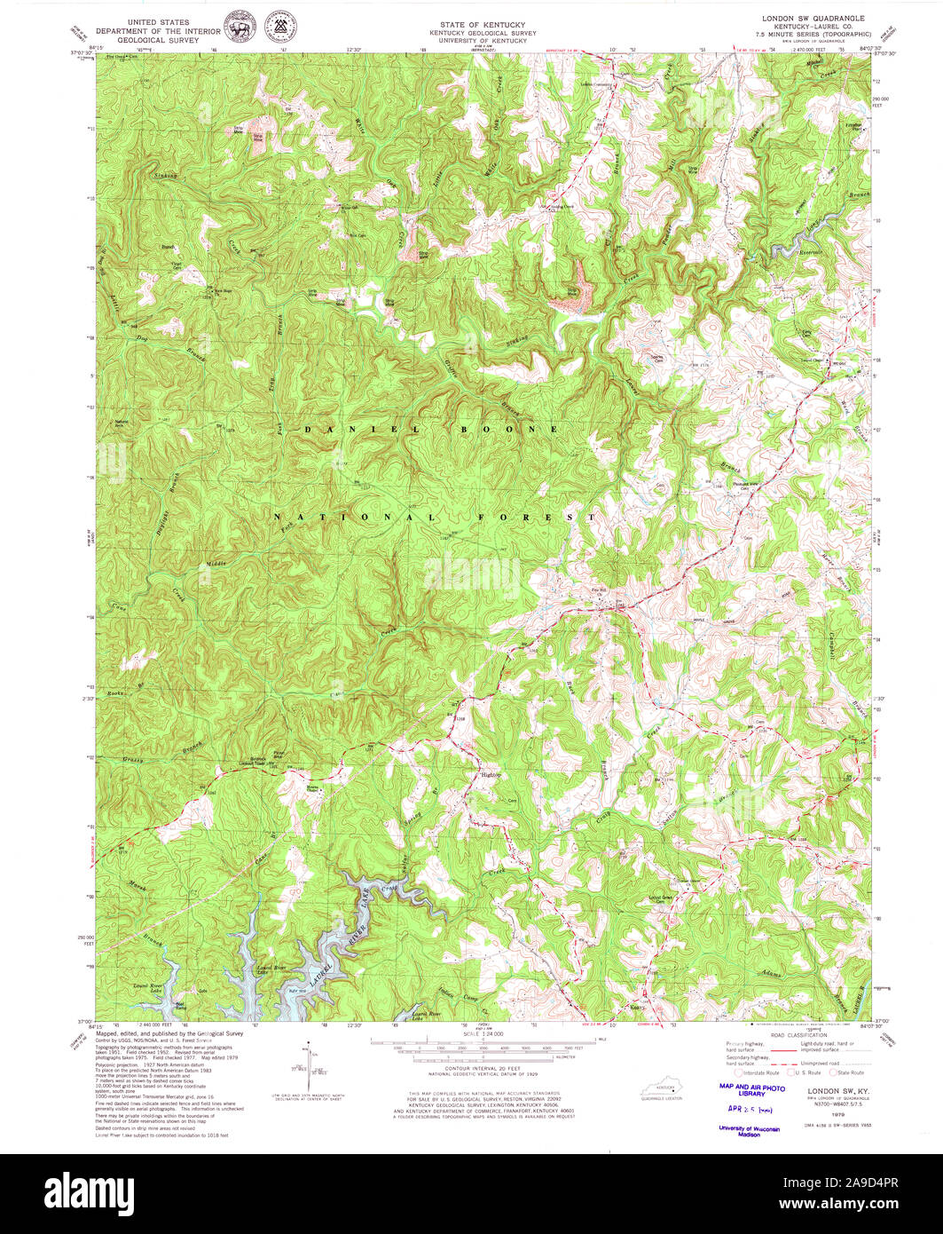 USGS TOPO Map Kentucky KY London SW 709144 1979 24000 Stock Photo