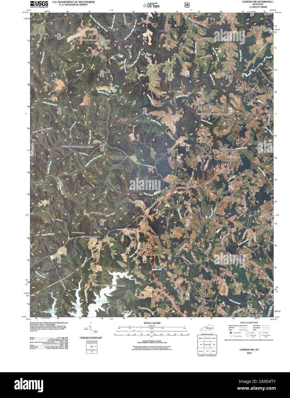 USGS TOPO Map Kentucky KY London SW 20101116 TM Stock Photo