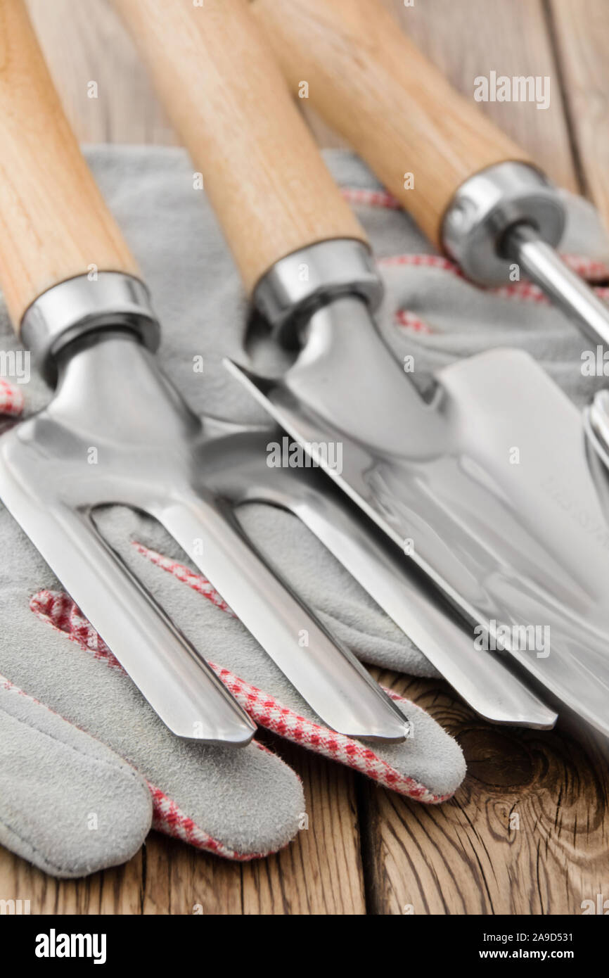 Gardening tools and gloves Stock Photo Alamy