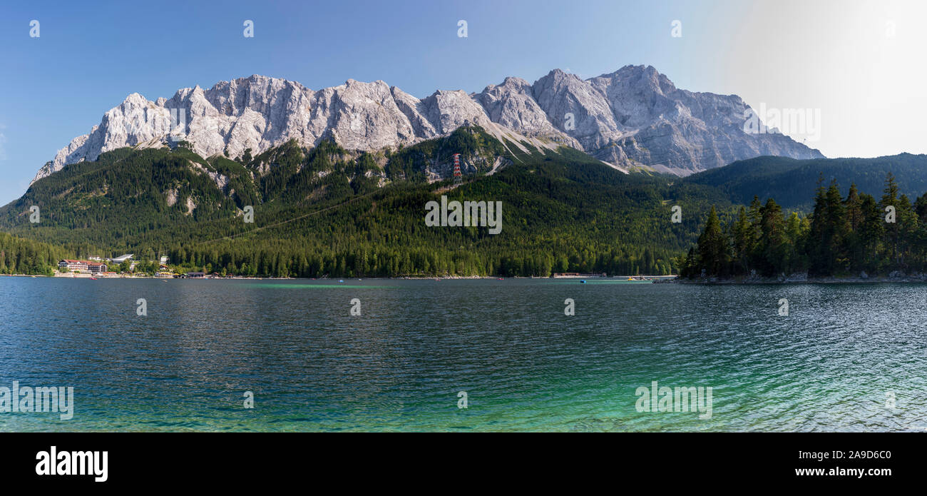 Zugspitze Massif in the Wetterstein Mountain Range and Lake Eibsee ...