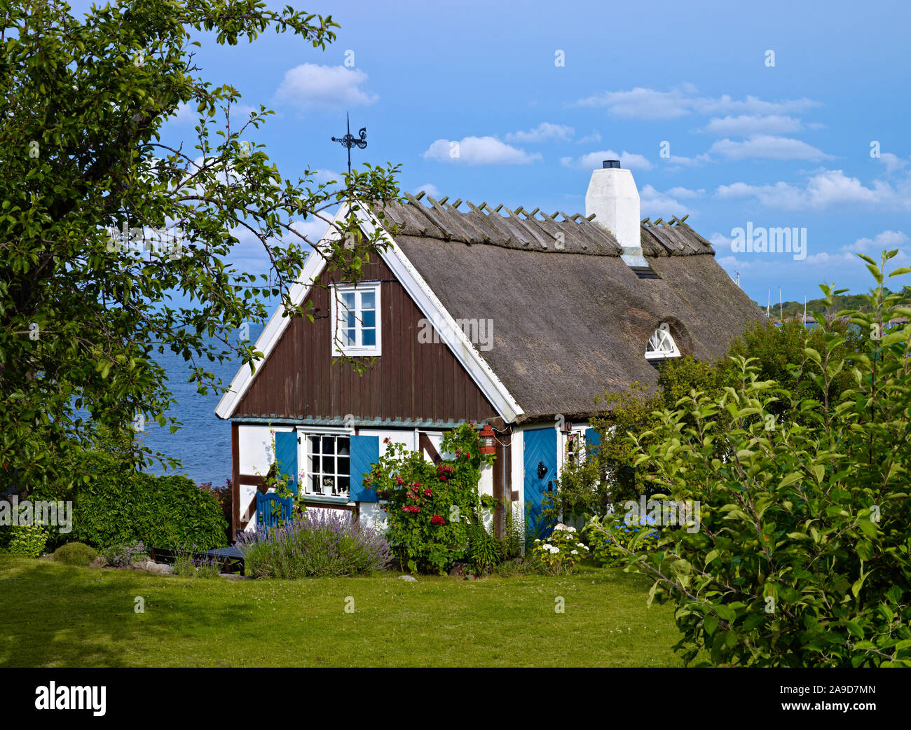 Sweden, Scania, Kullen Peninsula, Arild, house with thatched roof Stock