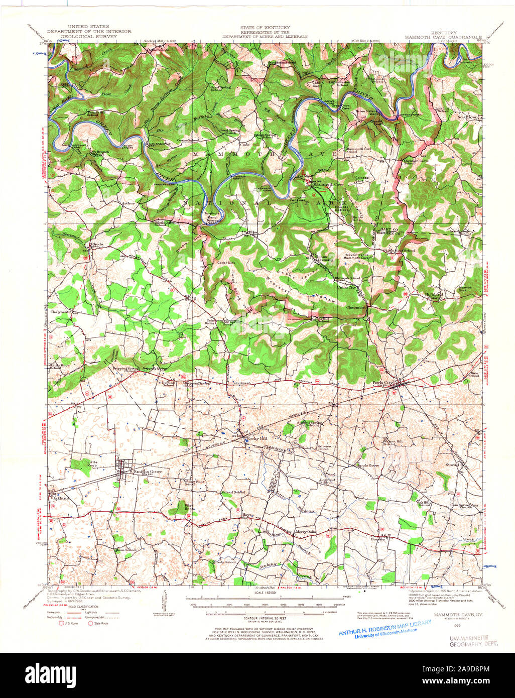 Map of mammoth cave hi res stock - Usgs Topo Map Kentucky Ky Mammoth Cave 709215 1922 62500 2A9D8PM 