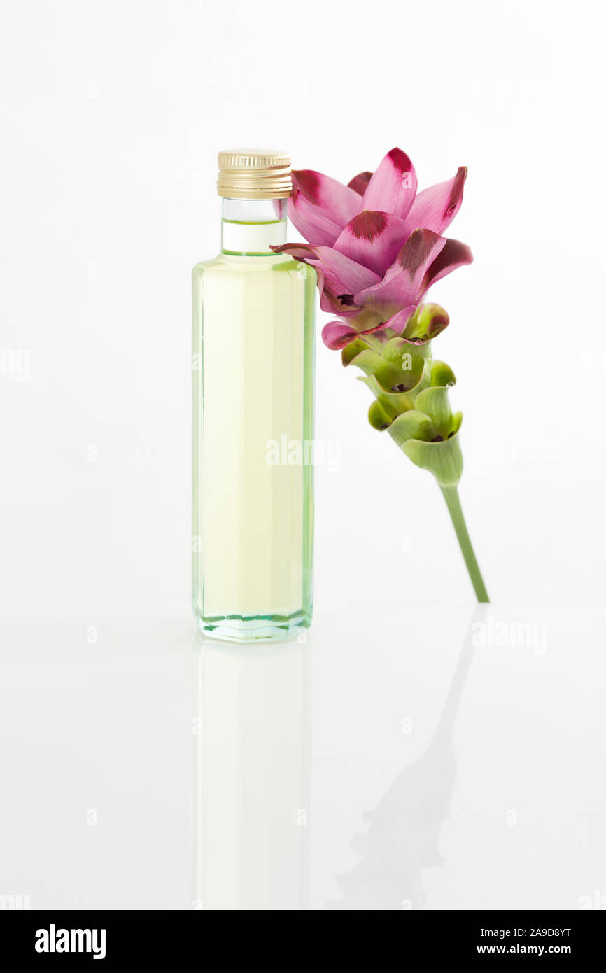 Turmeric oil, blossom, reflection, Stock Photo