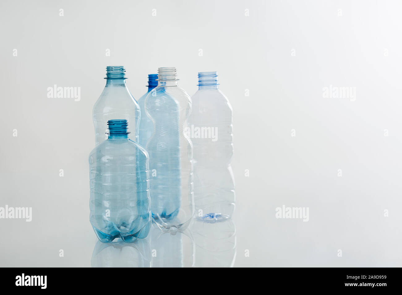 Bottles, PET, empty, standing, reflection Stock Photo
