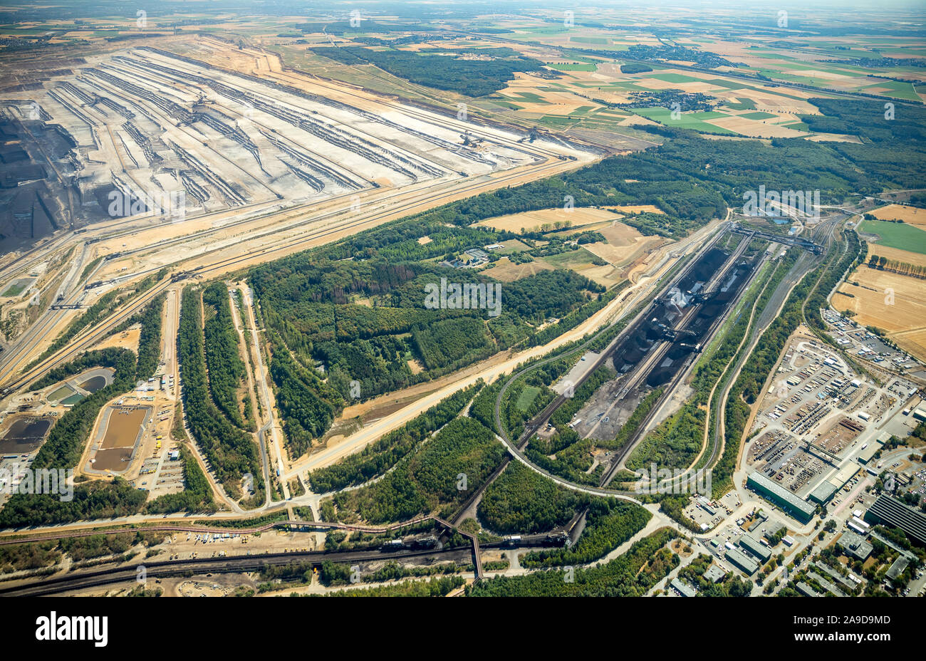 Brown coal mine Hambach with Niederzier, Rhineland, North Rhine-Westphalia, Germany Stock Photo