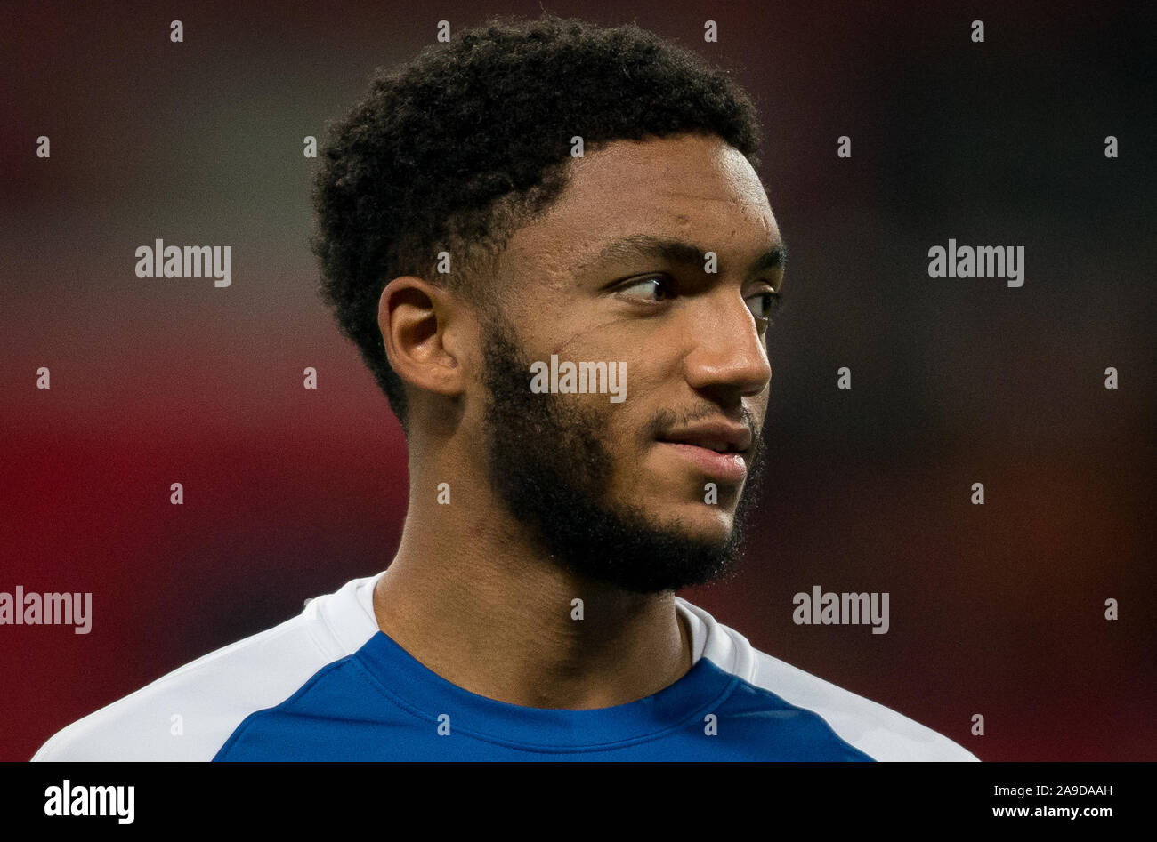 London, UK. 14th Nov, 2019. Joe Gomez (Liverpool) of England pre match during the UEFA Euro 2020 qualifier International match between England and Montenegro at Wembley Stadium, London, England on 14 November 2019. Photo by Andy Rowland. Credit: PRiME Media Images/Alamy Live News Stock Photo