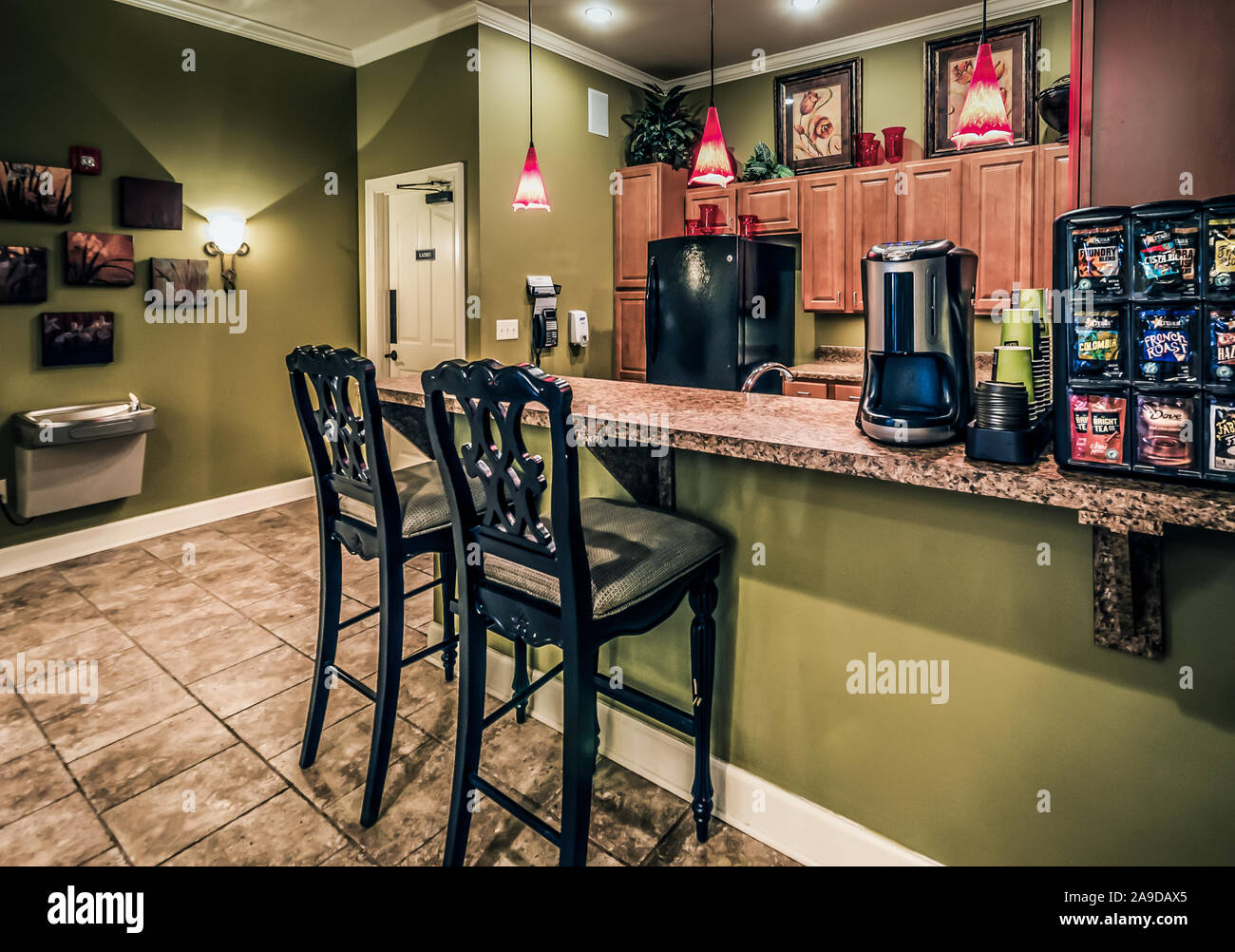 The clubhouse includes a breakfast bar at Cypress Cove Apartment Homes