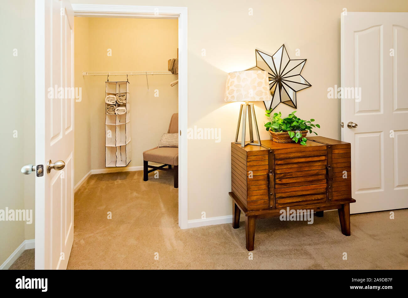 A walkin closet is pictured from the bedroom at Cypress Cove Apartment