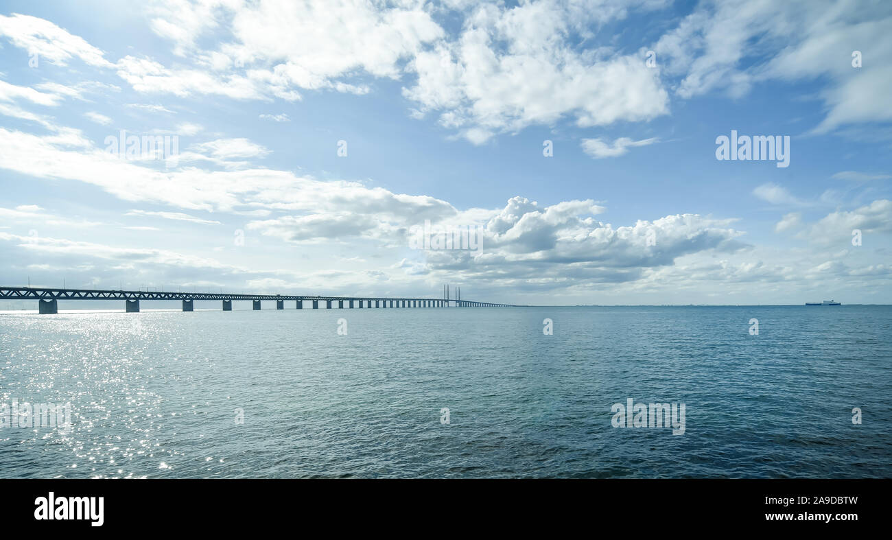 Longest bridge in north Europe Stock Photo