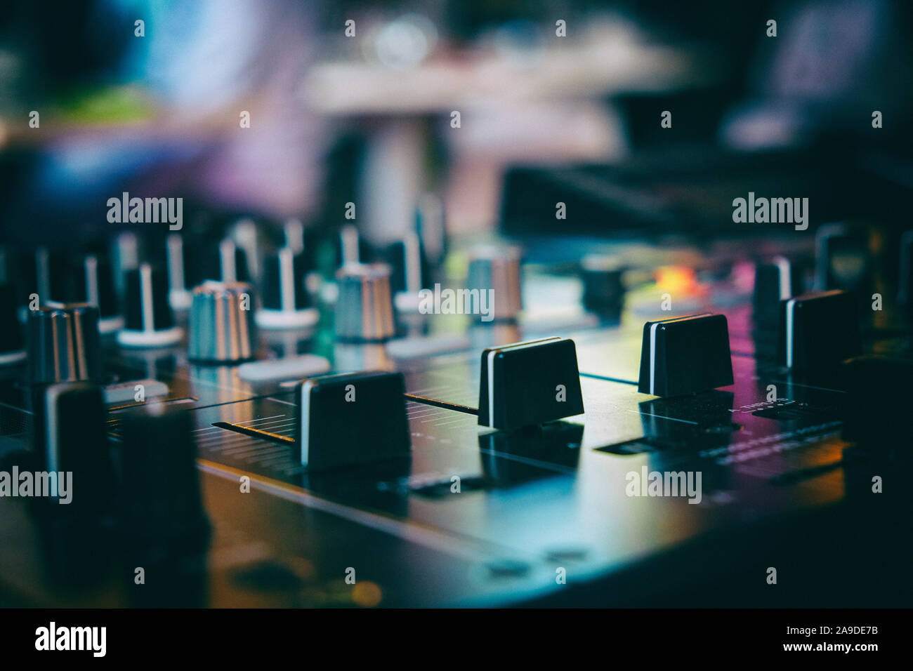 Close-up of a DJ console Stock Photo