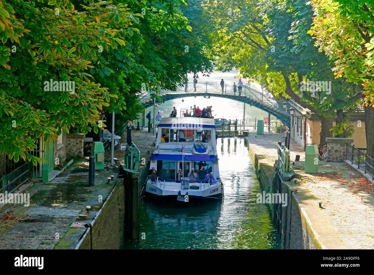 Sluice on Canal Saint-Martin, Paris, Ile de France, France Stock Photo