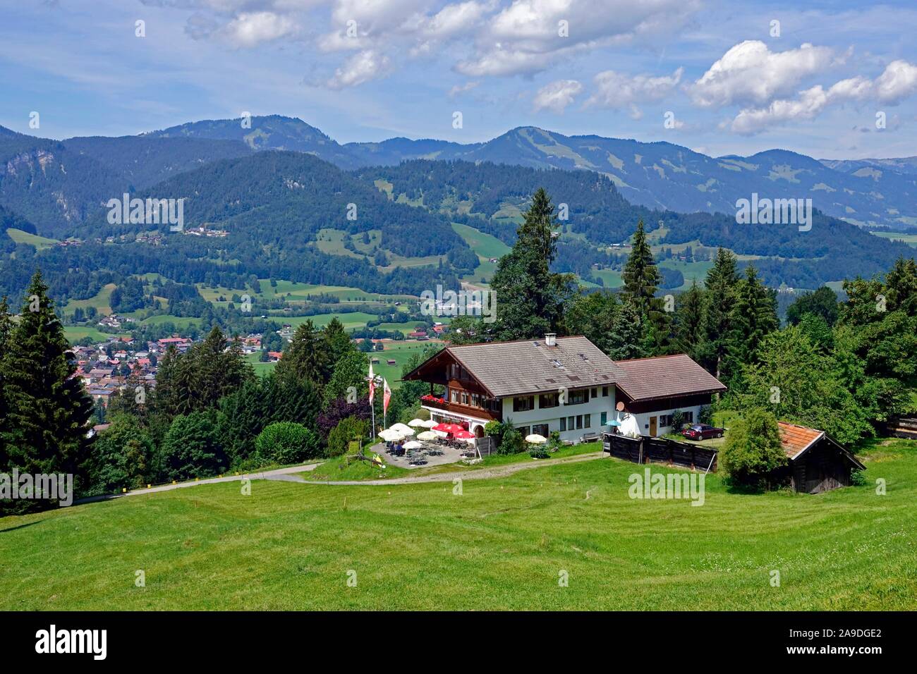 Cafe Breitenberg at Wallraffweg above Oberstdorf, Allgäu, Swabia, Bavaria,  Germany Stock Photo - Alamy