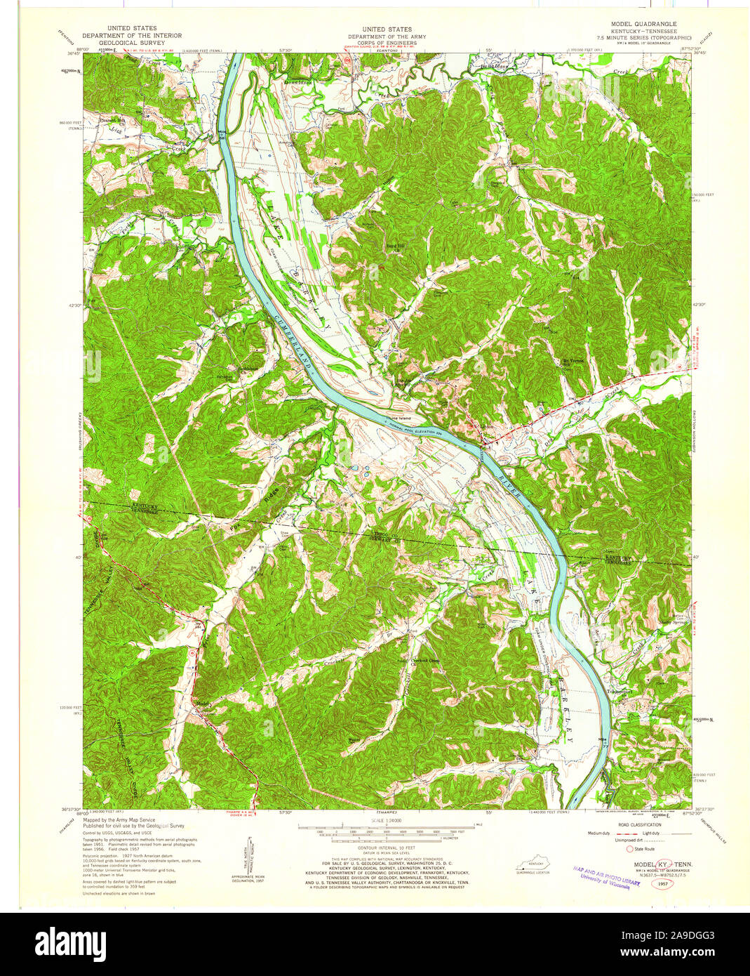 USGS TOPO Map Kentucky KY Model 709314 1957 24000 Stock Photo Alamy