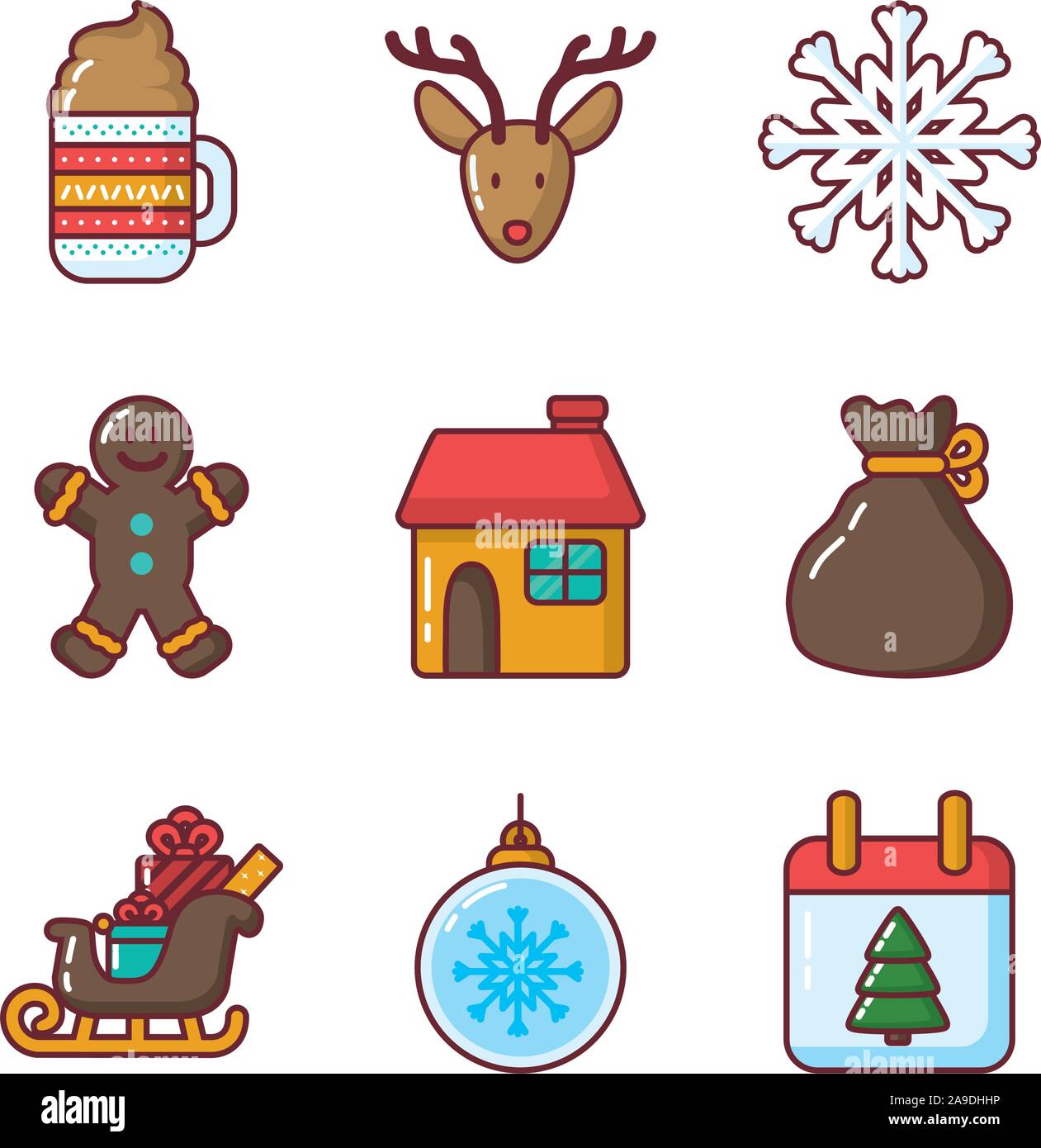 Merry christmas icon set vector design Stock Vector