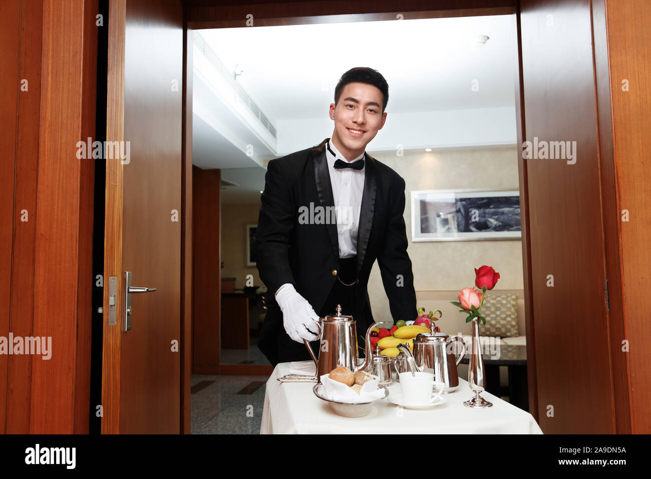 The hotel waiter Stock Photo