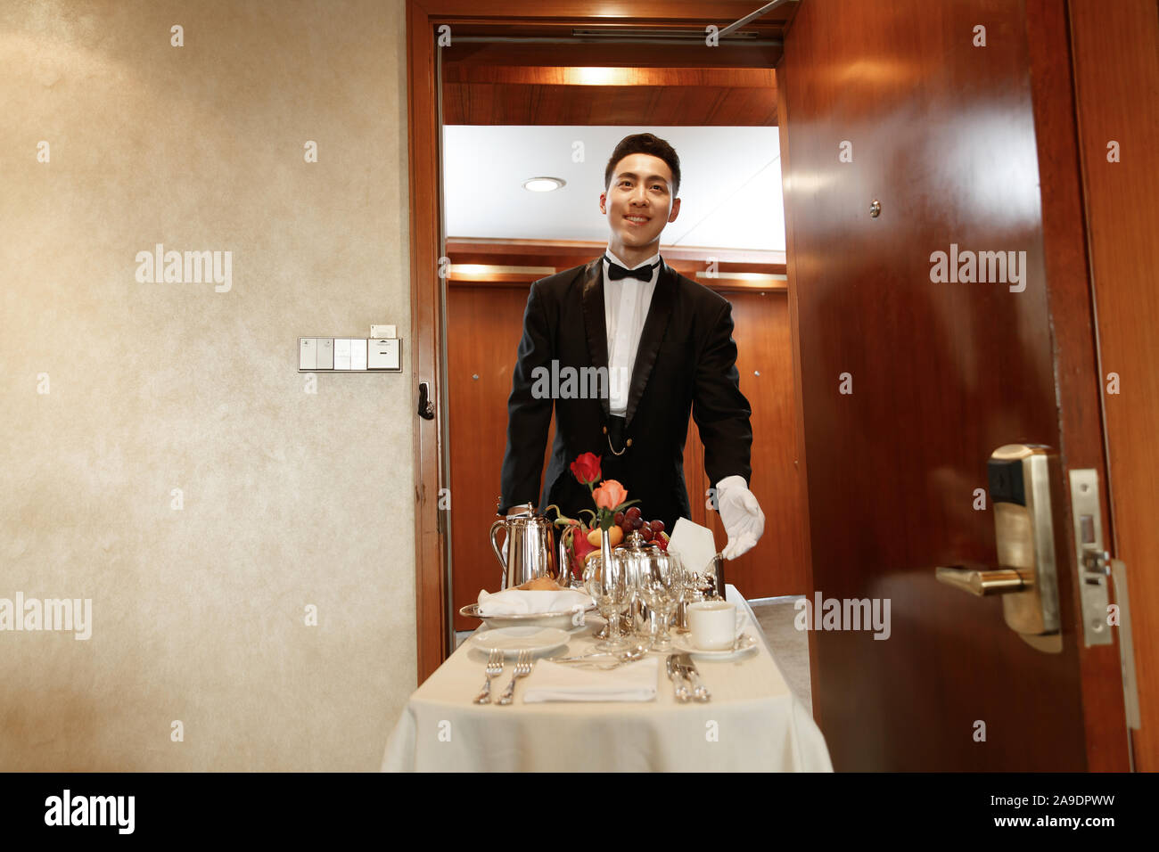 The hotel waiter Stock Photo