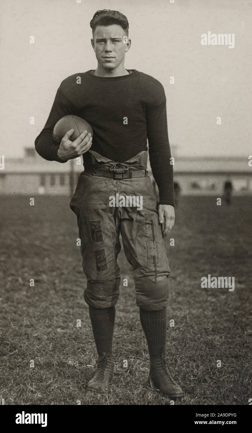 Hamilton, halfback on the football team at U.S. Naval Academy, Annapolis, Maryland, 1922 Stock Photo