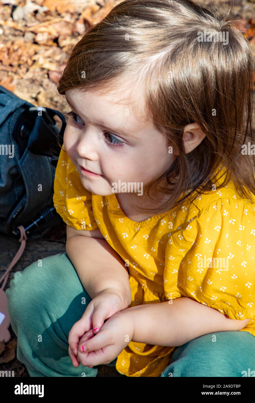 Toddler excited about what she has discovered Stock Photo